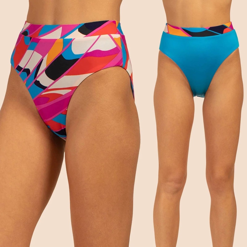 NWT TRINA TURK RIO Reversible High Waist Bikini Bottom, size 8 - Picture 2 of 12